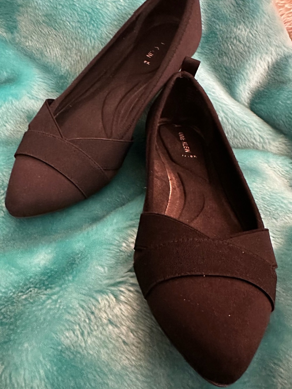 Anne Klein i-Flex Black Pointed Flats